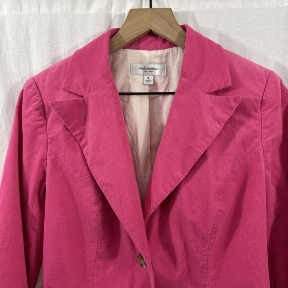 Isaac Mizrahi Pink Corduroy Barbiecore Blazer Jacket Career Womens Size M Career - Picture 4 of 13